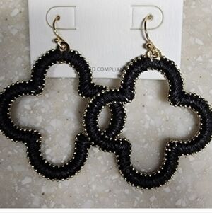 Black Clover Shaped Dangle Earrings